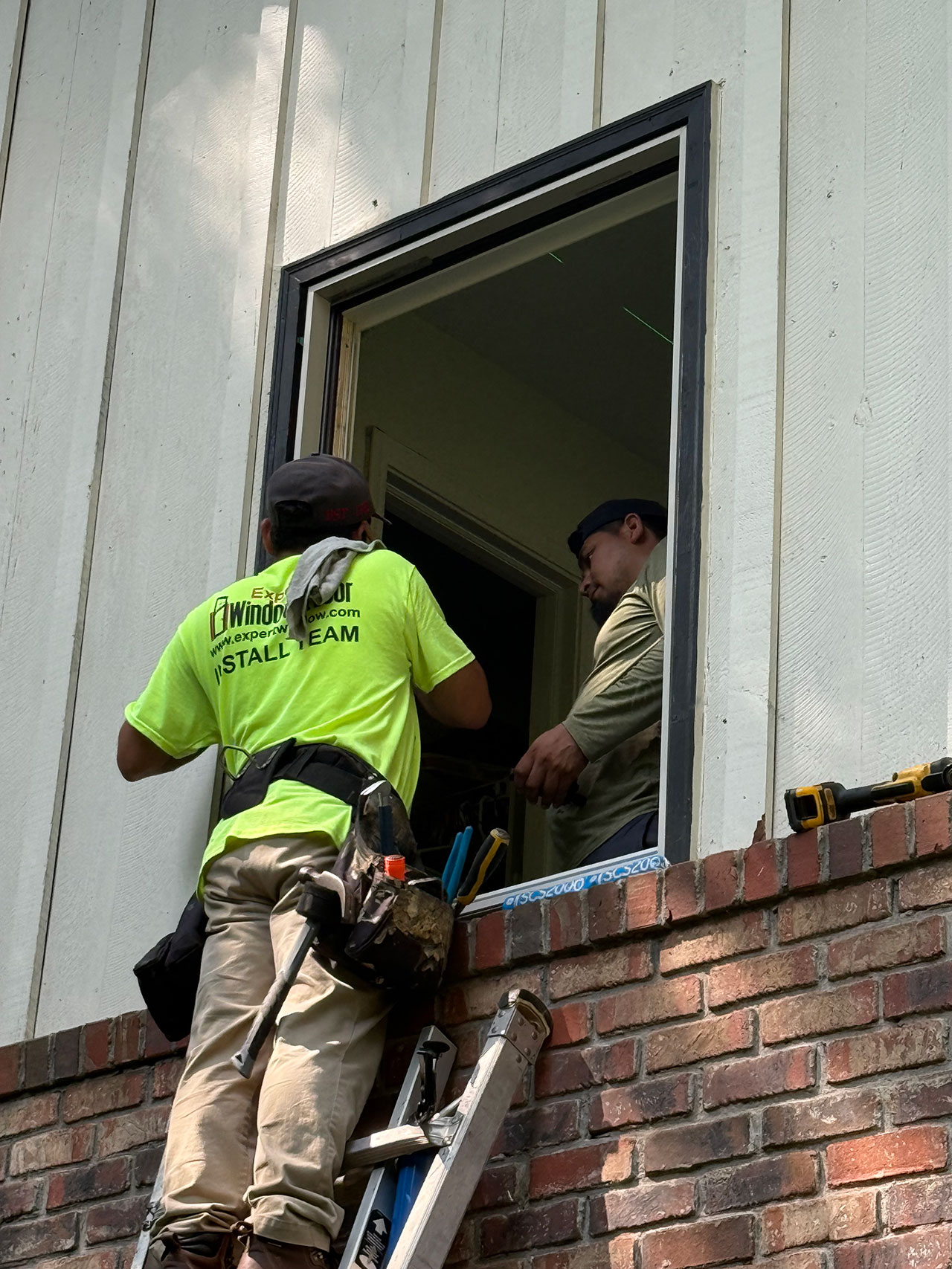 Expert Window & Door Atlanta Install Team installing a Danbyshire Windsor pocket casement window